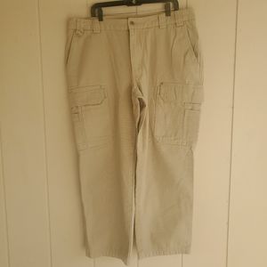 DULUTH TRADING CO Mens Beige Cargo Pants Size 40x32 Pockets Straight Leg
